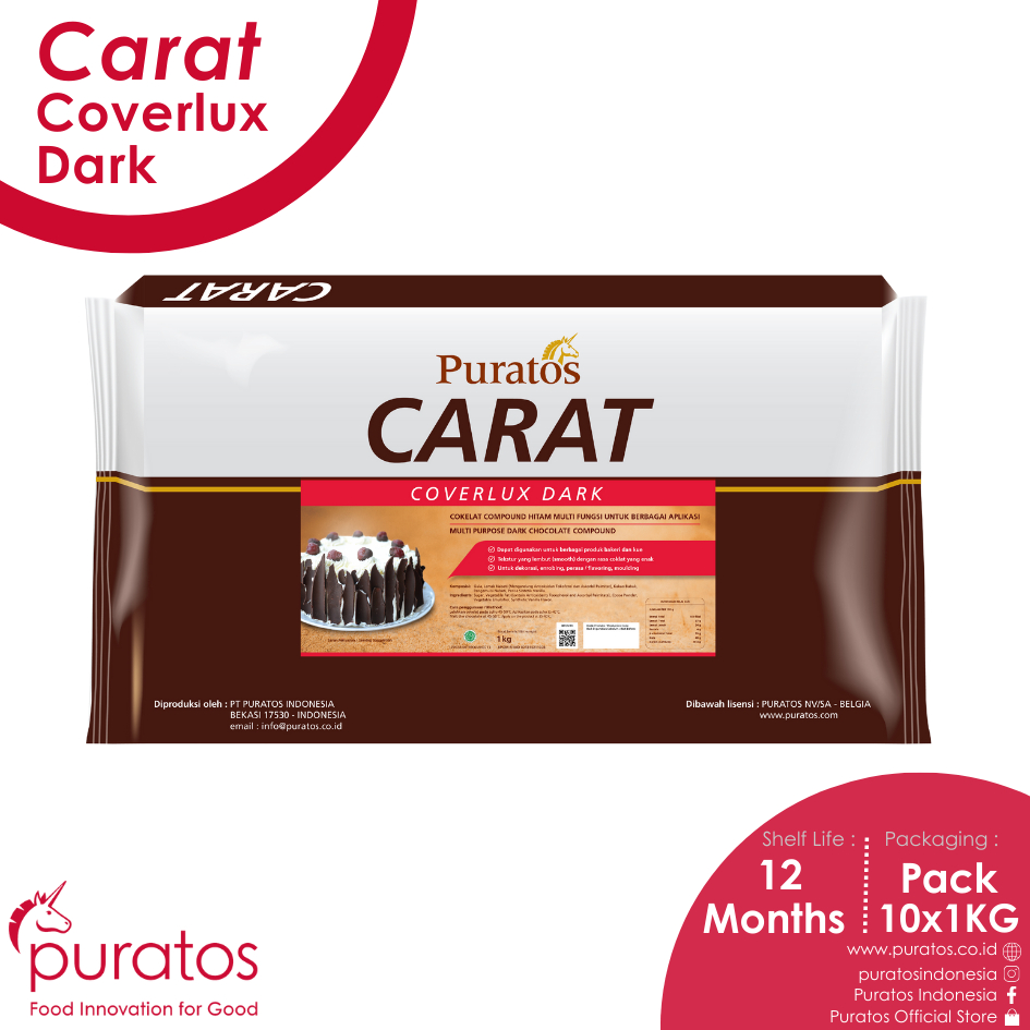 

Puratos Carat Coverlux Dark / Chocolate Compound / Cokelat Batang - 1Kg