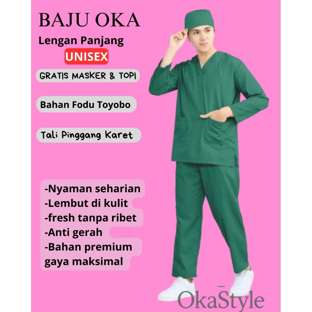 Set Baju Medis Baju Perawat Lengan Panjang Baju Jaga