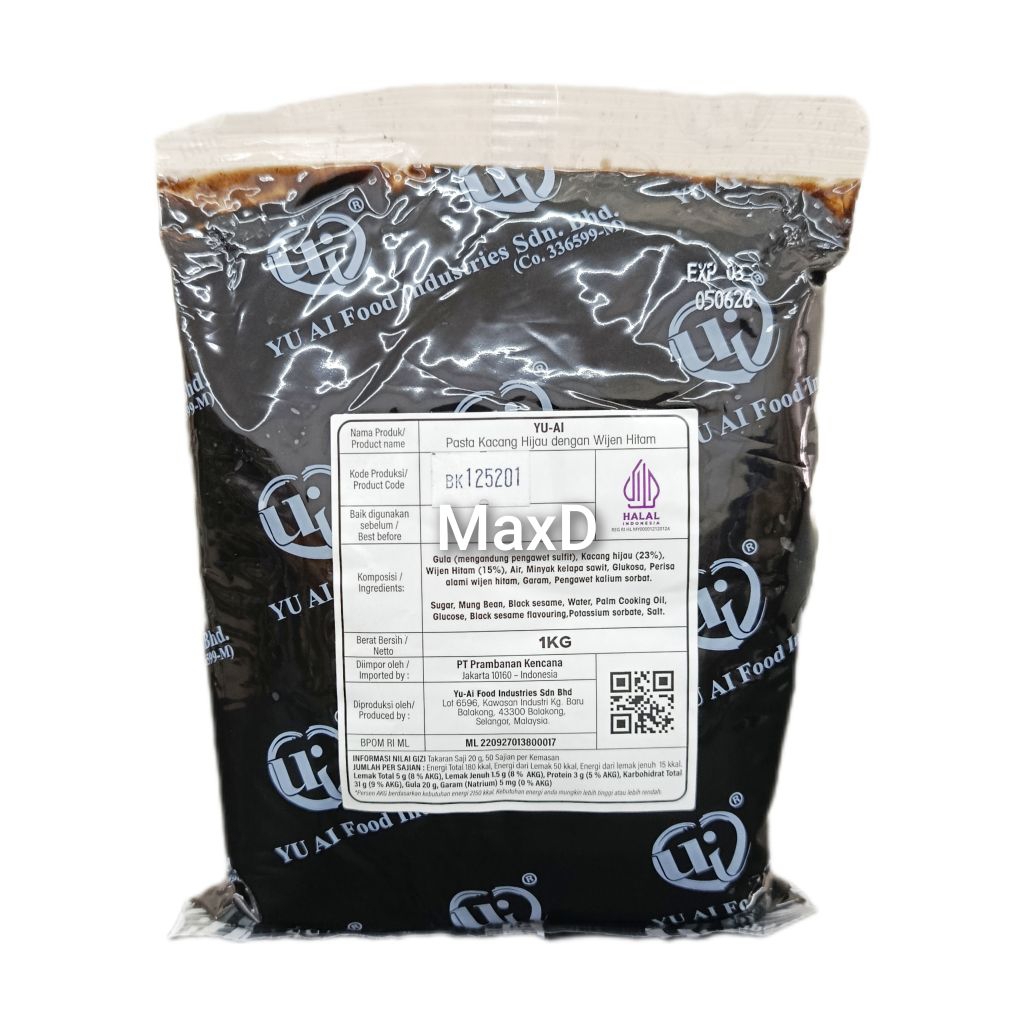

Yu Ai Pasta Filling Kacang Hijau Dengan Wijen Hitam 1 Kg