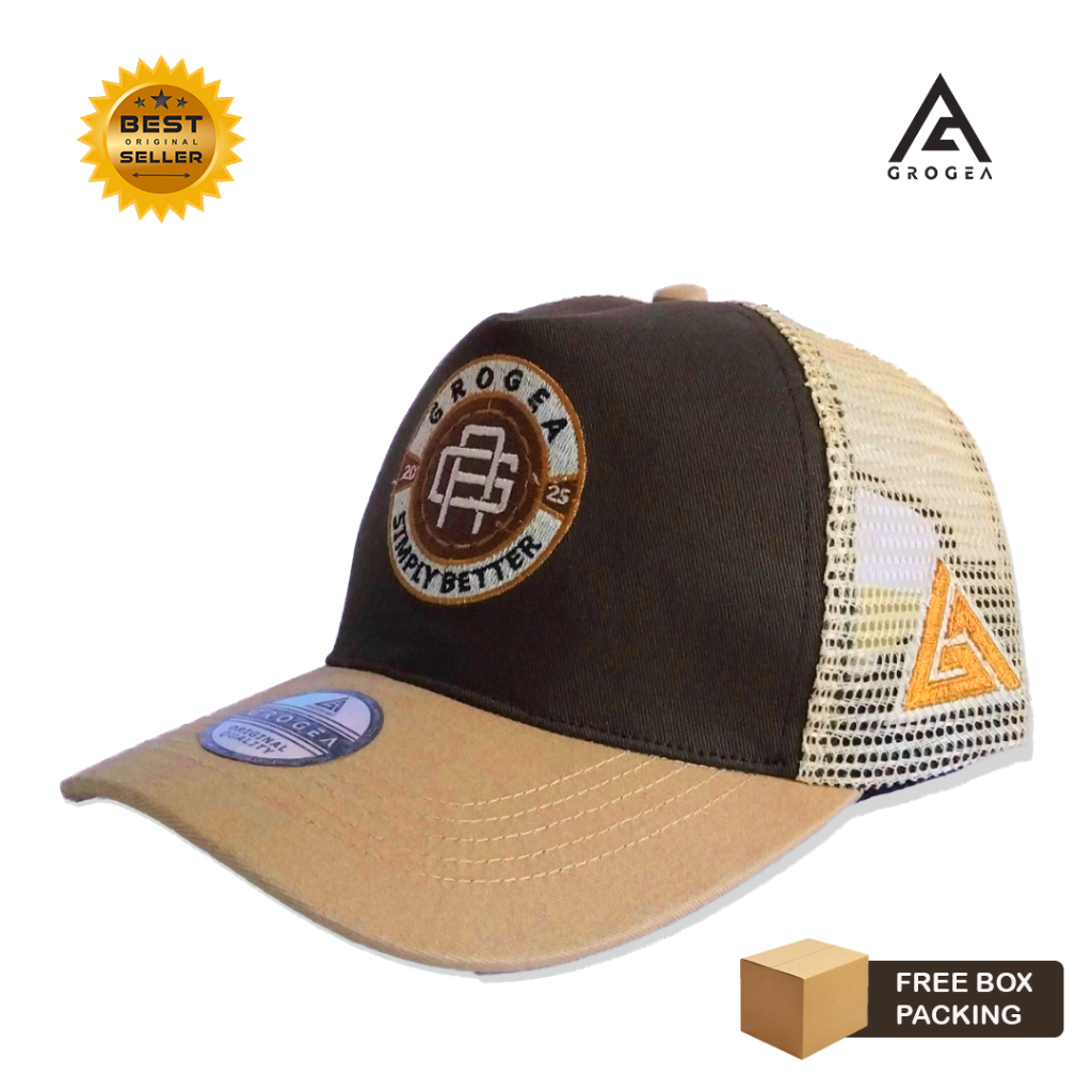 Grogea Topi Jaring Pria GA 05 Cotton Twill Topi Distro Keren Original Trucker Hat Branded