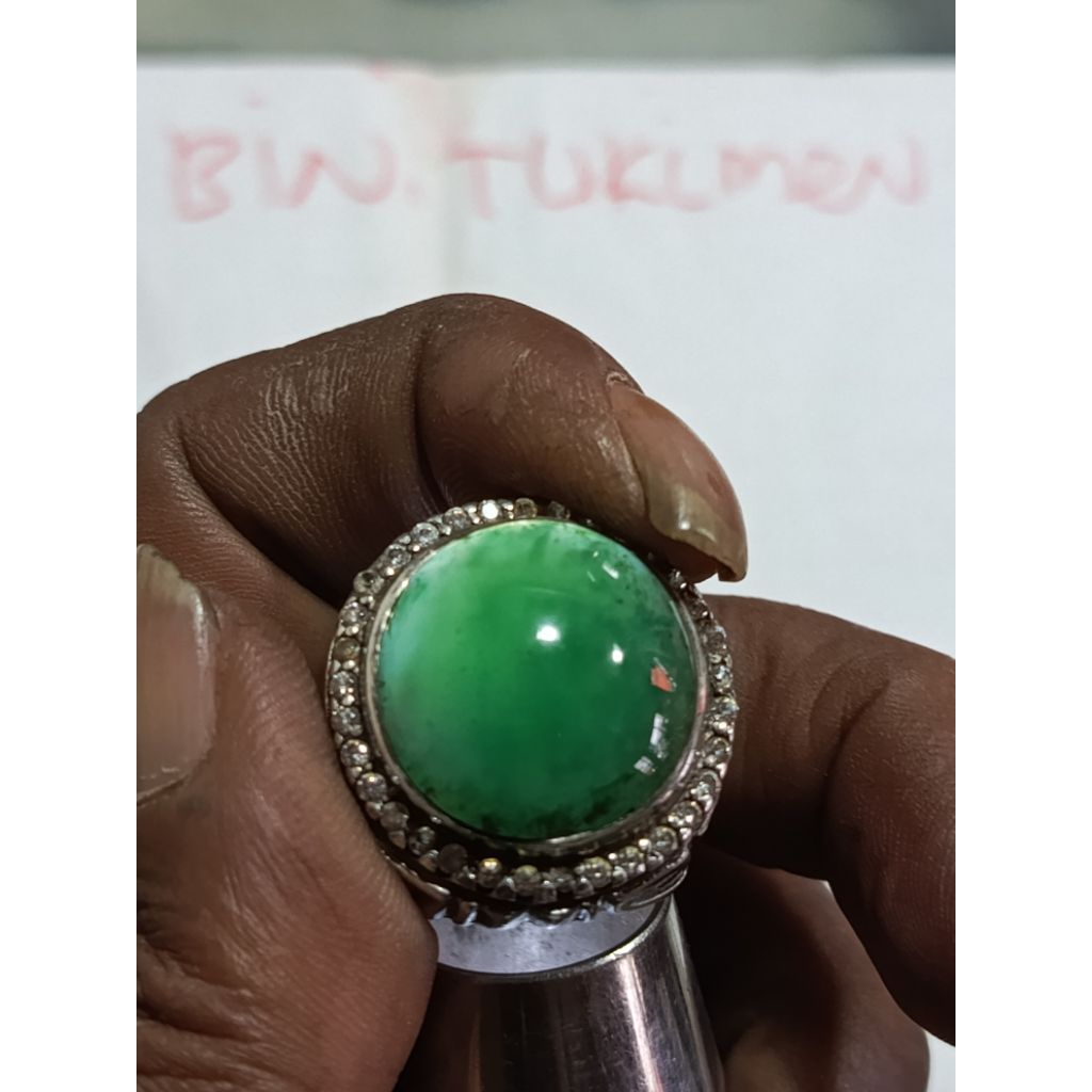 batu garut ijo jamrut original super mewah mantap ikat perak