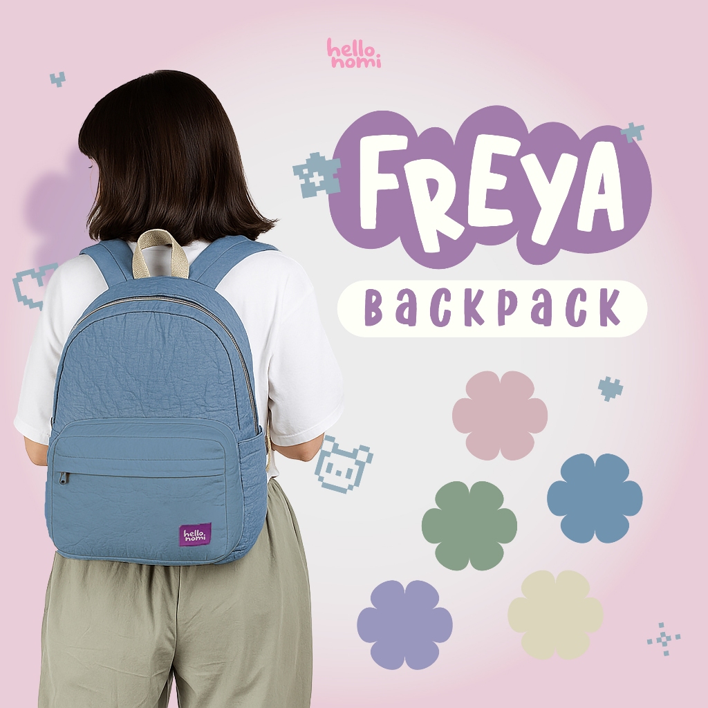 Crinkle Backpack Freya Tas Ransel Sekolah Pastel Color