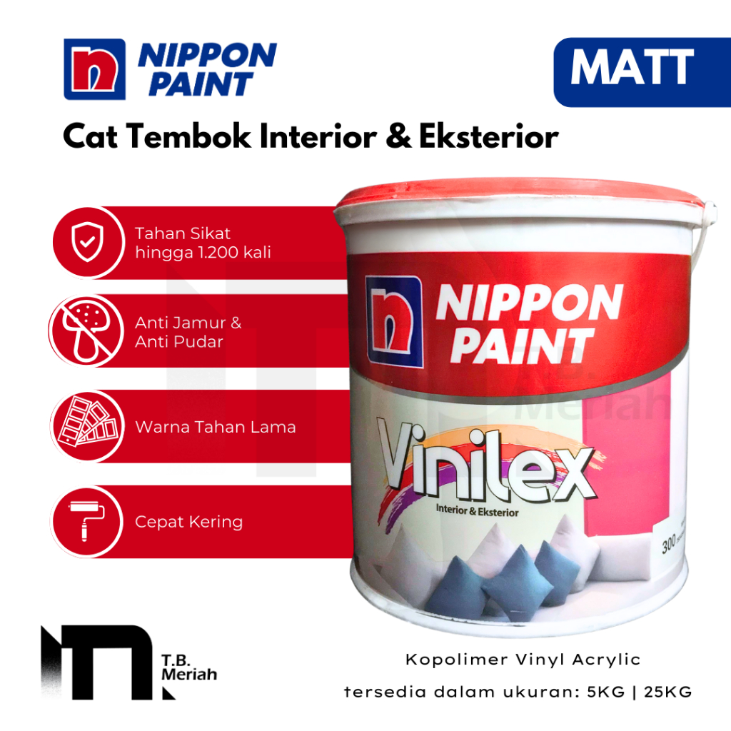 Cat VINILEX 300 Cat Tembok Interior & Eksterior 5Kg & 25Kg - Cat Tembok Anti Jamur - Cat Dinding Rea