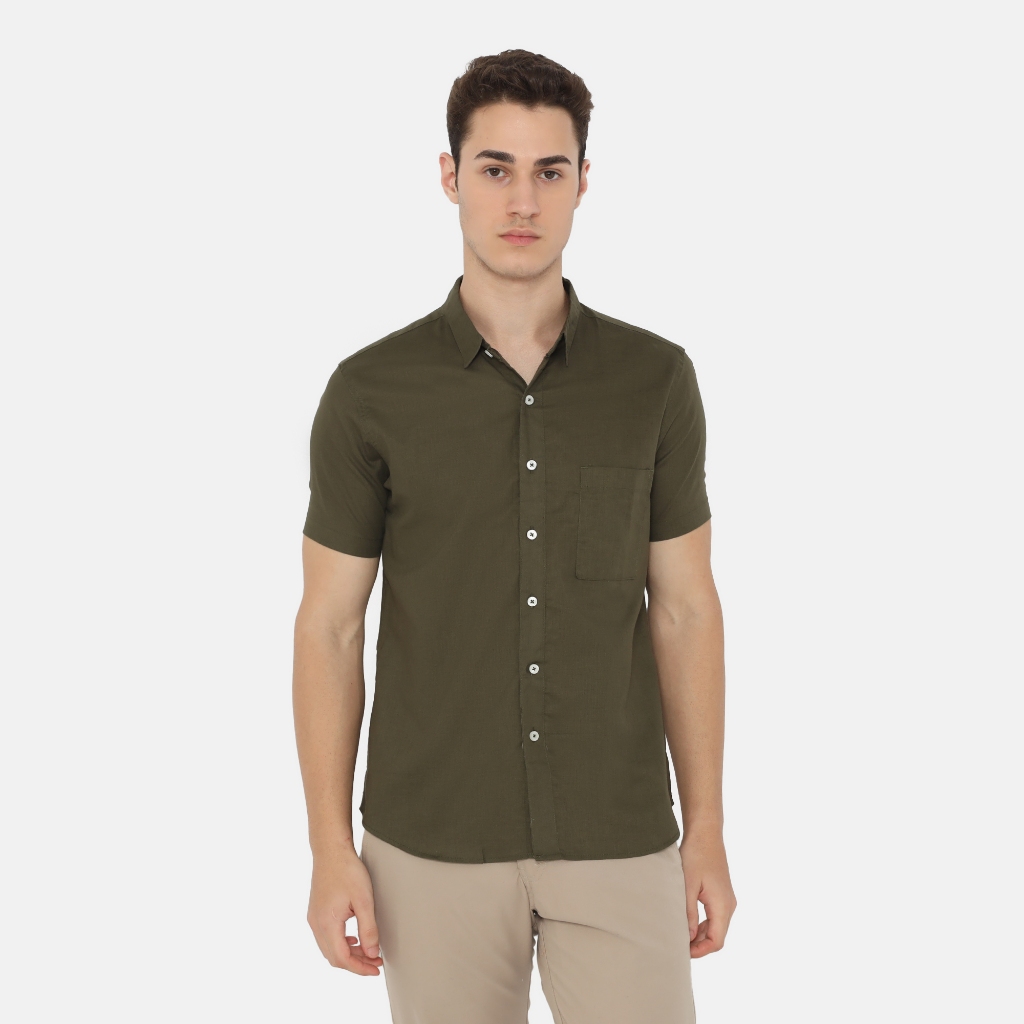 BAROSSO - Daytona Short Sleeve Regular Fit Casual Shirt | Kemeja Polos Lengan Pendek Kasual Pria - D