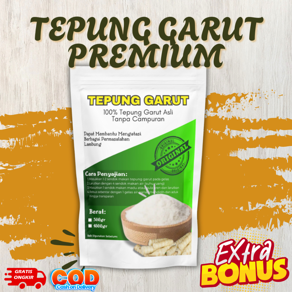 

TEPUNG PATI GARUT PREMIUM 1000 Gram 1 Kg/Pati Asam Lambung/Angkrik/Arrowroot