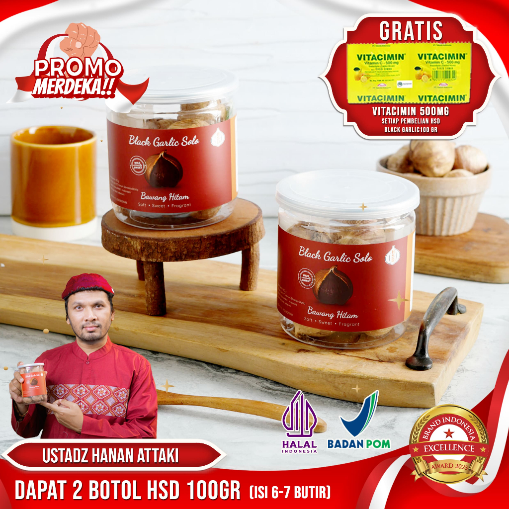 

2 BOTOL HSD Black Garlic Solo ( Bawang Hitam Tunggal) 100 Gr