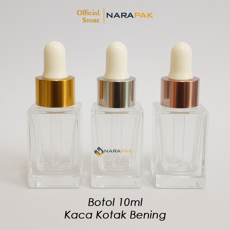 Botol Kaca 10ml Kotak Bening Botol Pipet Serum Skincare Ring RoseGold 10KT