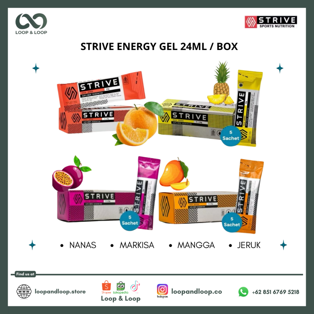 

STRIVE - Strive Energy Gel 1 Box isi 5 Sachet Energy Booster / Energy Gel / Strive Energy Gel