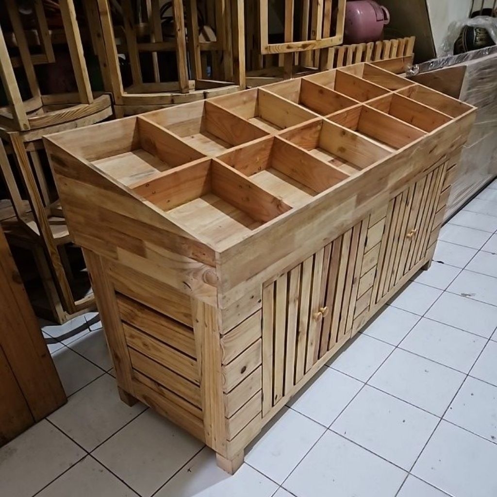 Rak Buah kayu Jati Belanda Premium - aorganizer Buah & sayuran minimalis
