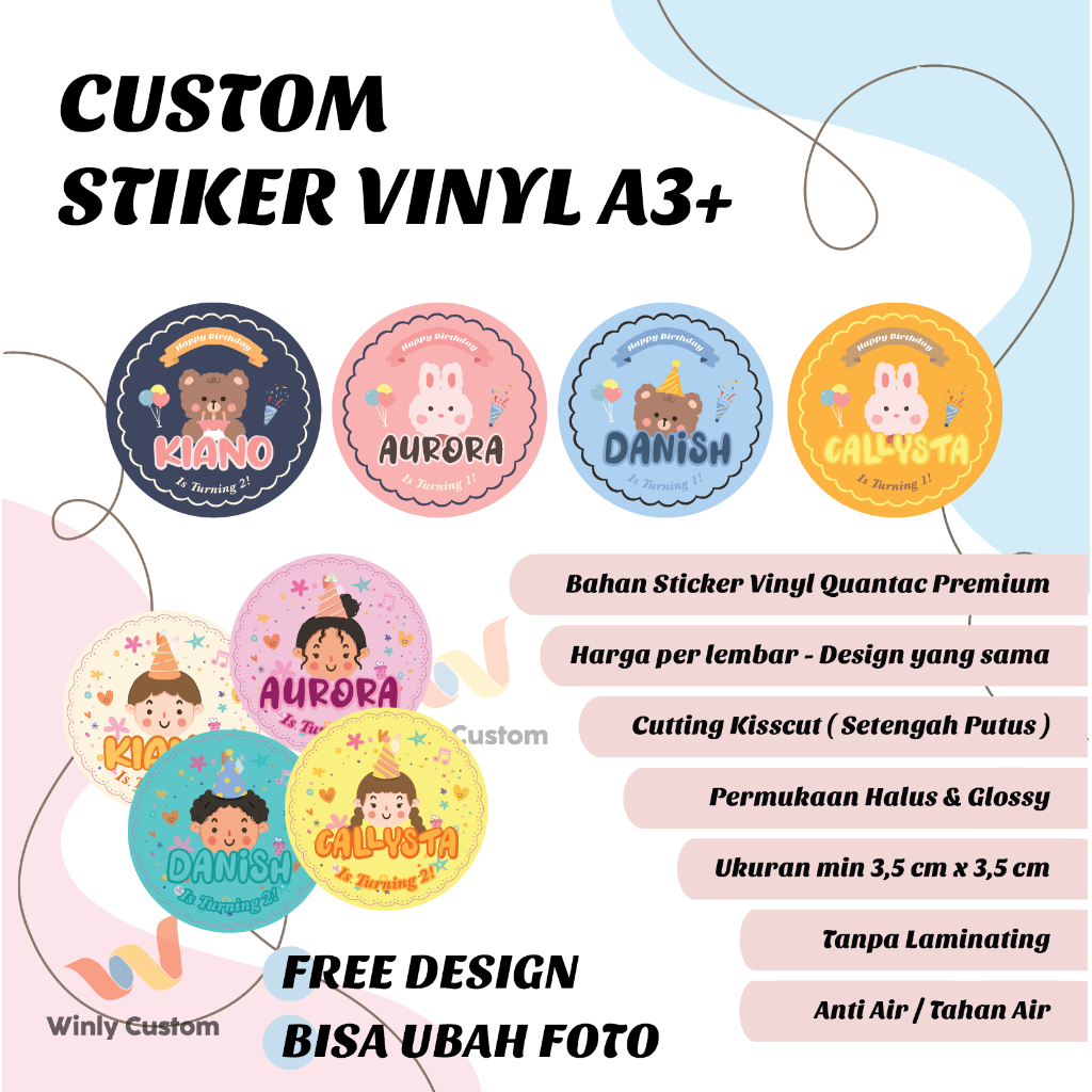 

Cetak Stiker Birthday Edition Vinyl Anti Air Waterproof A3+ Kisscut Label Makanan Online Shop Vynil Vinil Bulat