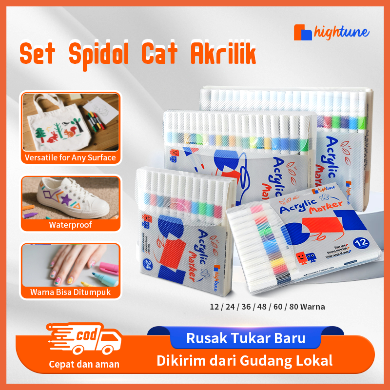 

Hightune Spidol Akrilik Marker Set 12/24/36/48/60/80 Warna Paint Marker DIY Painting Akrilik Marker