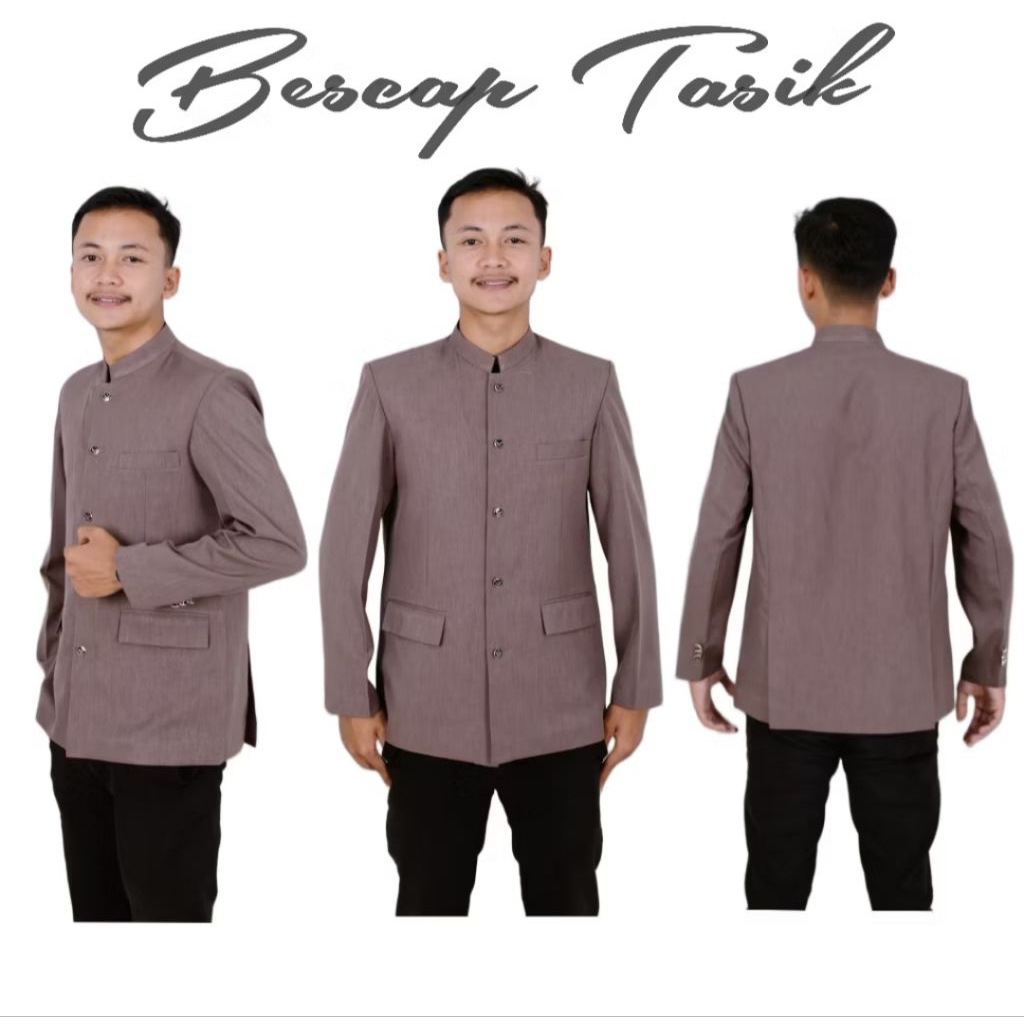 Bescap Jas Koko Pria Coklat Milo Polos Saku Tutup  Formal Informal S-XXL