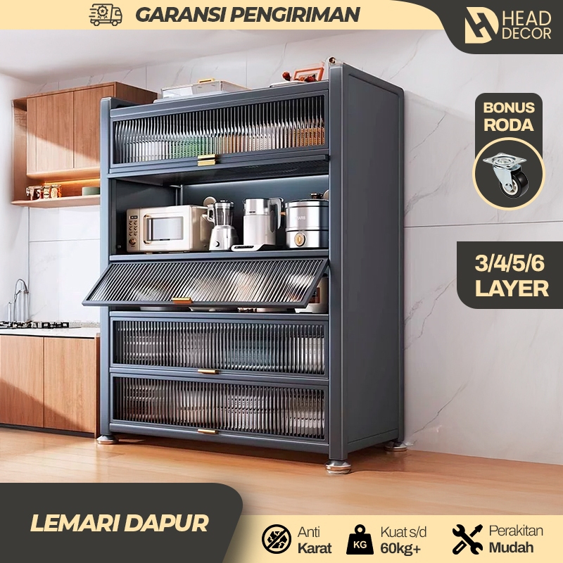 Rak Piring Lemari Dapur Besi Susun Rak Dapur Lemari Piring Tertutup Rak Oven Serbaguna Minimalis