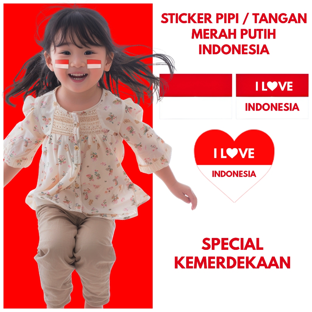 

EDISI TERBARU KEMERDEKAAN Stiker Pipi Merah Putih ISI 25 PCS Tempelan Pipi Bendera TERMURAH Sticker Hut RI 17 Agustus Merdeka