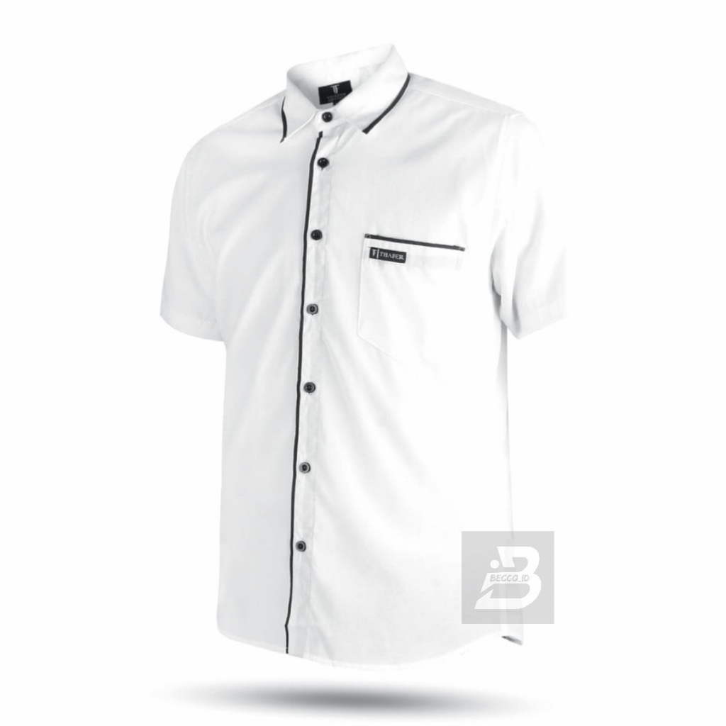Kemeja Pria Lengan Pendek Polos List Premium Kemeja Cowok Lengan Pendek Casual Formal Kerja Harian d