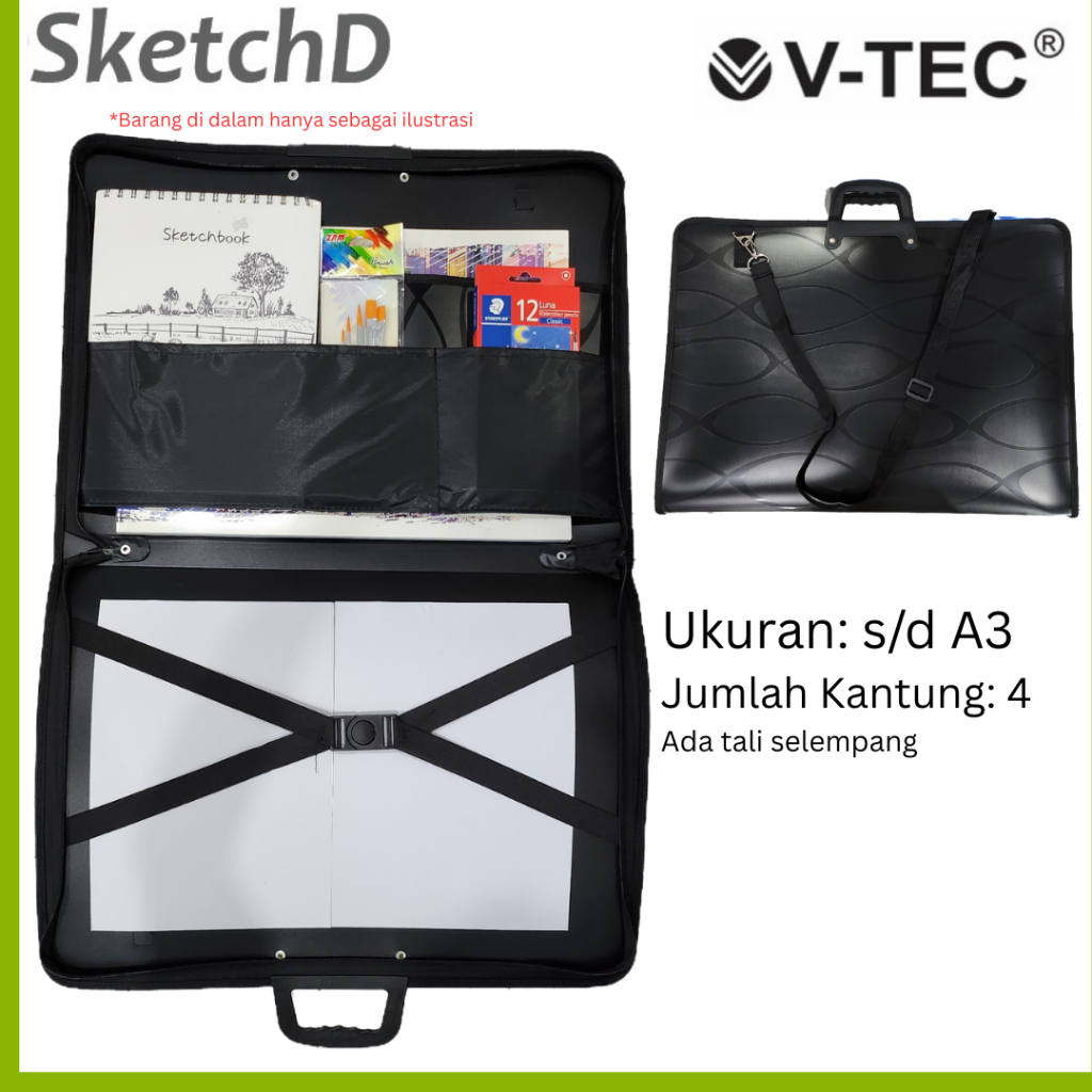 

Tas Gambar A3 V-tec Drawing Bag A 3 + tali selempang Vtec