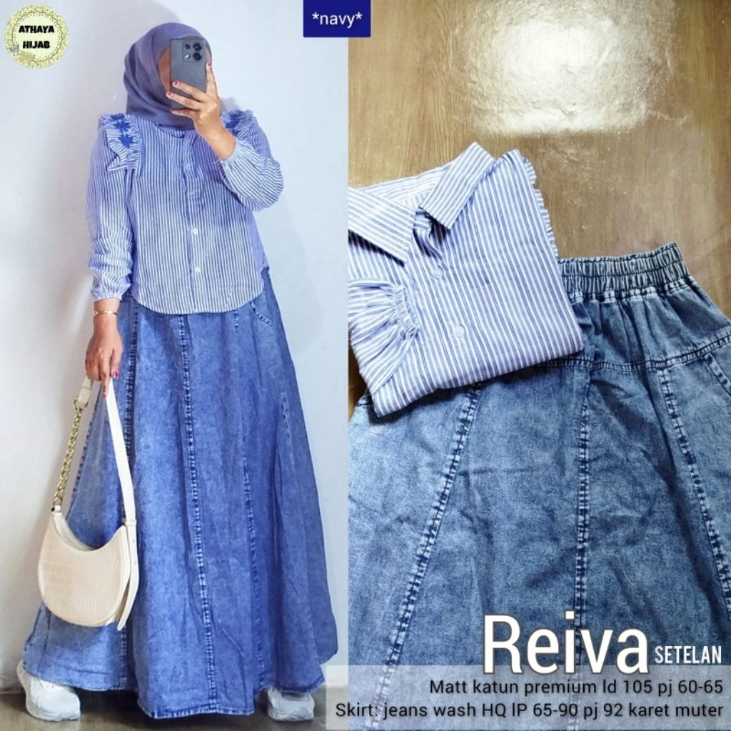 Reiva Set Salur Mix Rok Jeans Mayung (Athaya)