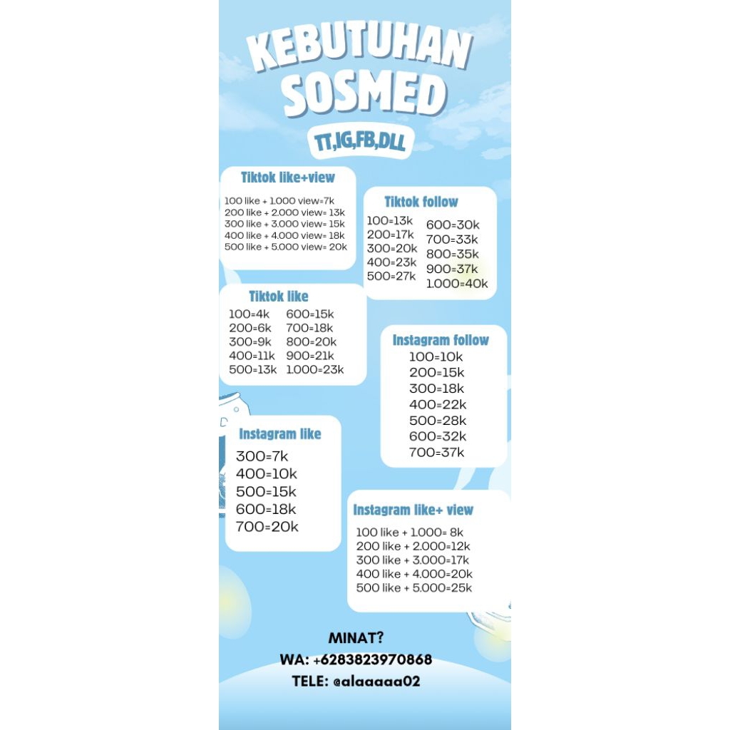 followers, like, view ig dan tiktok