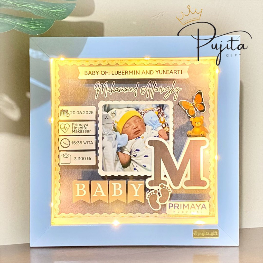 Scrapframe 20 x 20 cm Hadiah Biodata Bayi New Born Unik Scrapframe Hadiah gift kado frame 3D bingkai