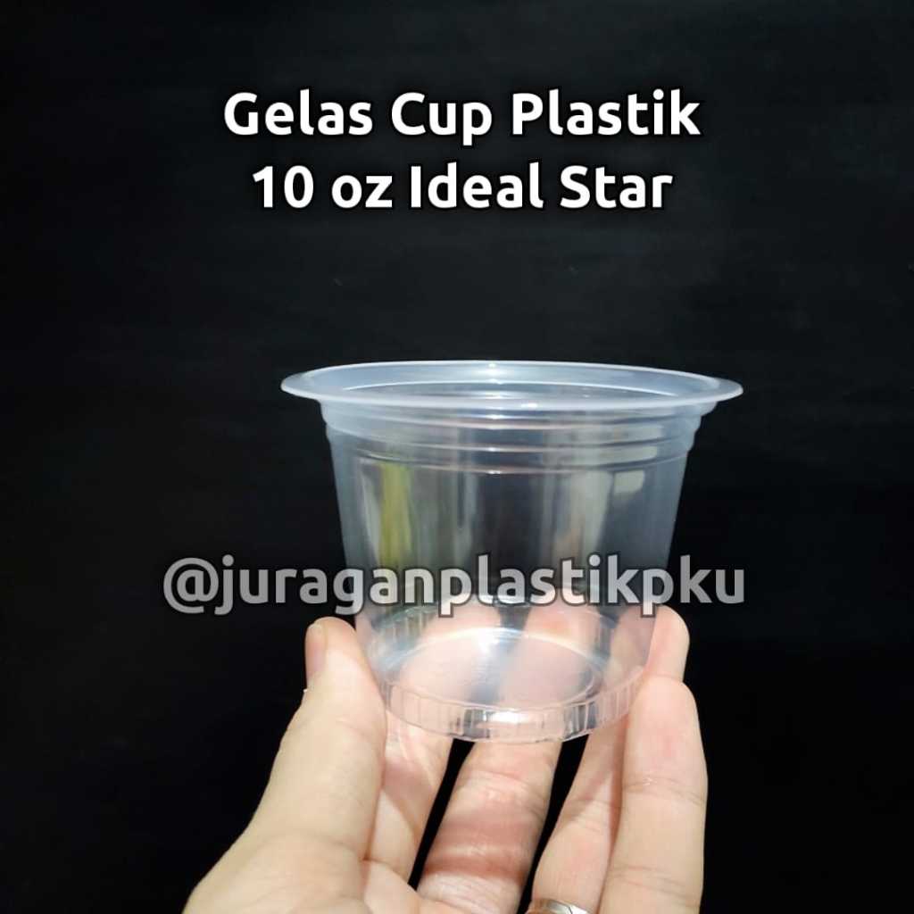 Gelas Cup Plastik Datar 10 oz isi 50 pcs/pack | Minuman Bubur Kacang Hijau 10oz 300ml 300 ml