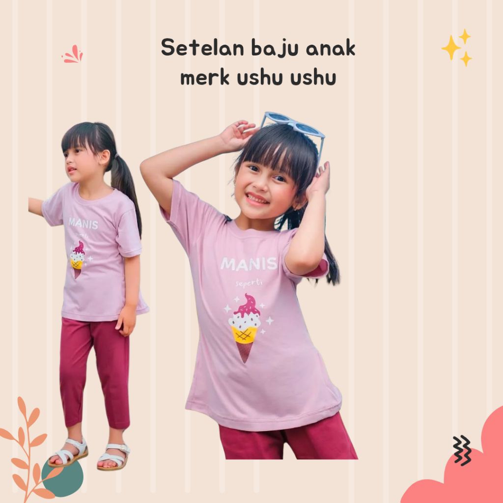 setelan baju anak plus celana merk ushu ushu