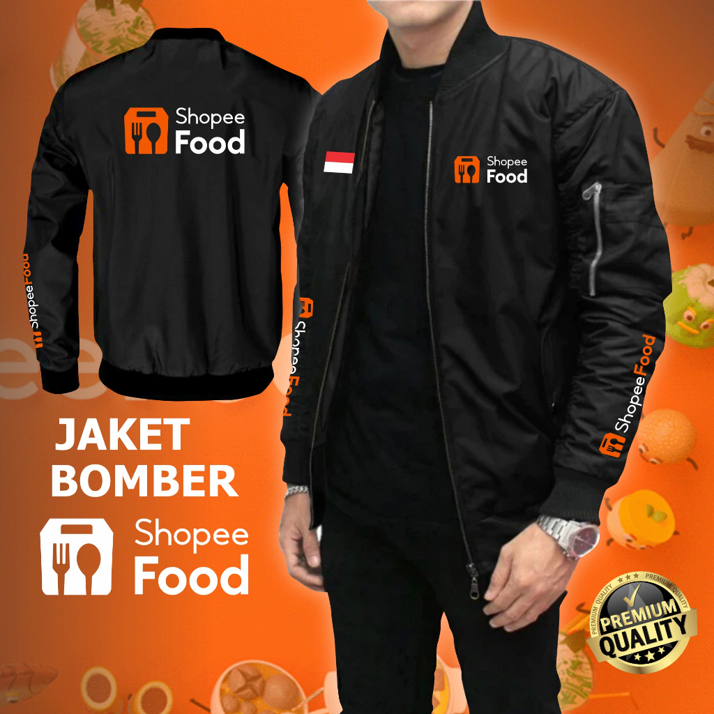 Jaket Bomber Shopee Food / Jaket Pria Wanita / Jaket Tebal Parasut
