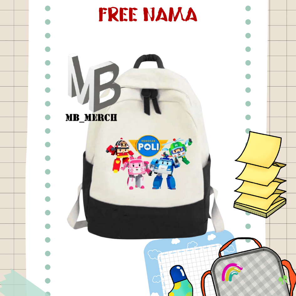 [ FREE NAMA ] TAS SEKOLAH BACKPACK ANAK SD ROBOCAR POLI Unisex MB_MERCH