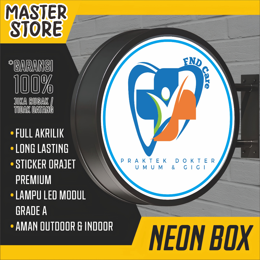 NeonBox Neon Box Indoor Outdoor PREMIUM Custom 2 Sisi + Bracket BULAT KOTAK OVAL PERSEGI PANJANG