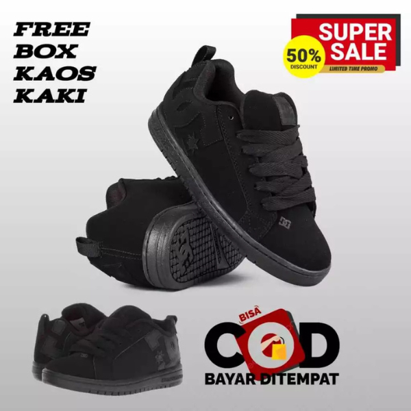 SEPATU PRIA FULL BLACK NEW SEPATU SNEAKERS PRIA WANITA IMPORT TERLARIS