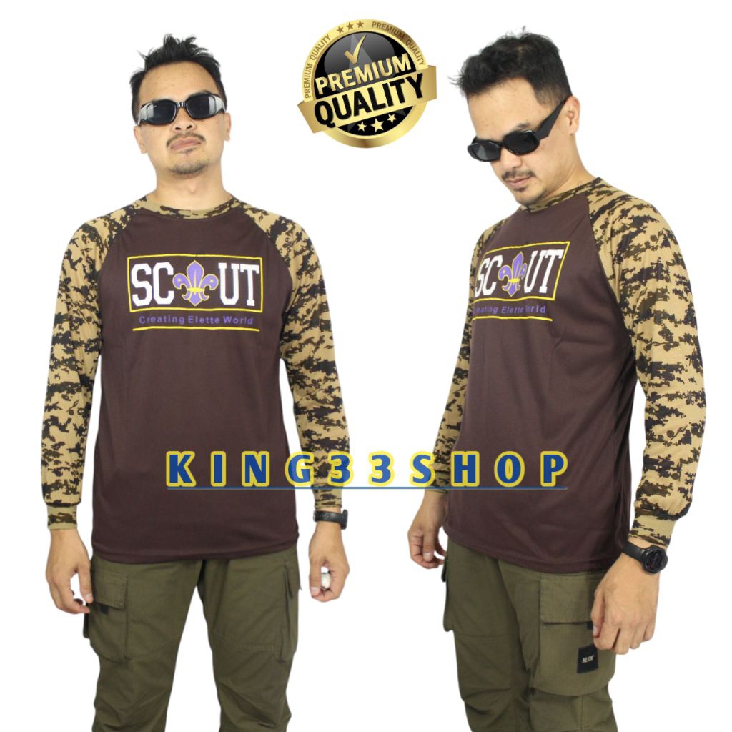 KAOS PRAMUKA SABLON SCOUT REGLAN DI DADA LENGAN PANJANG / KAOS PRAMUKA SCOUT / KAOS REGLAN / KAOS PR