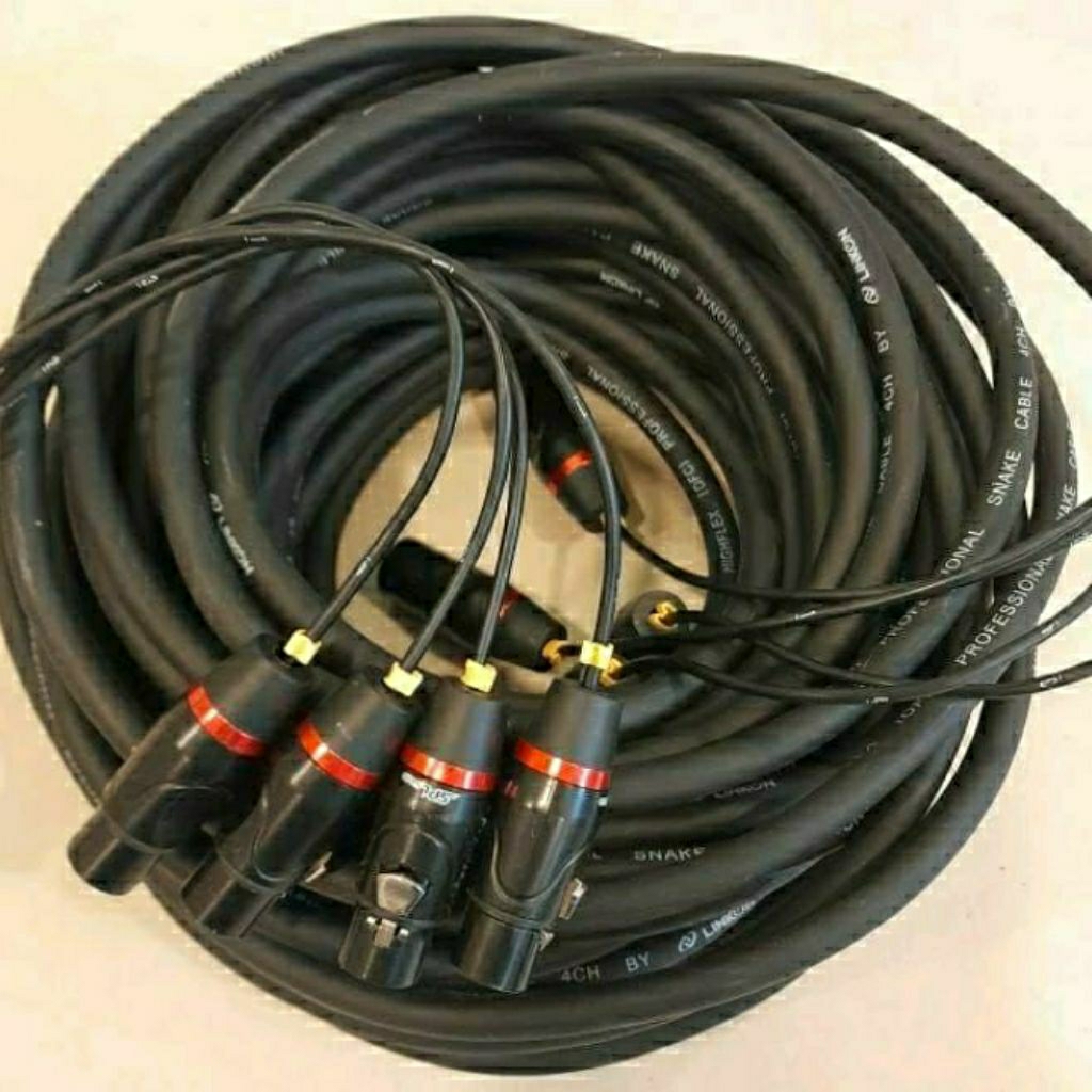 (20 meter) Kabel Audio Snake Cable isi 4CH 4 Channel Konektor Xlr Male to Female