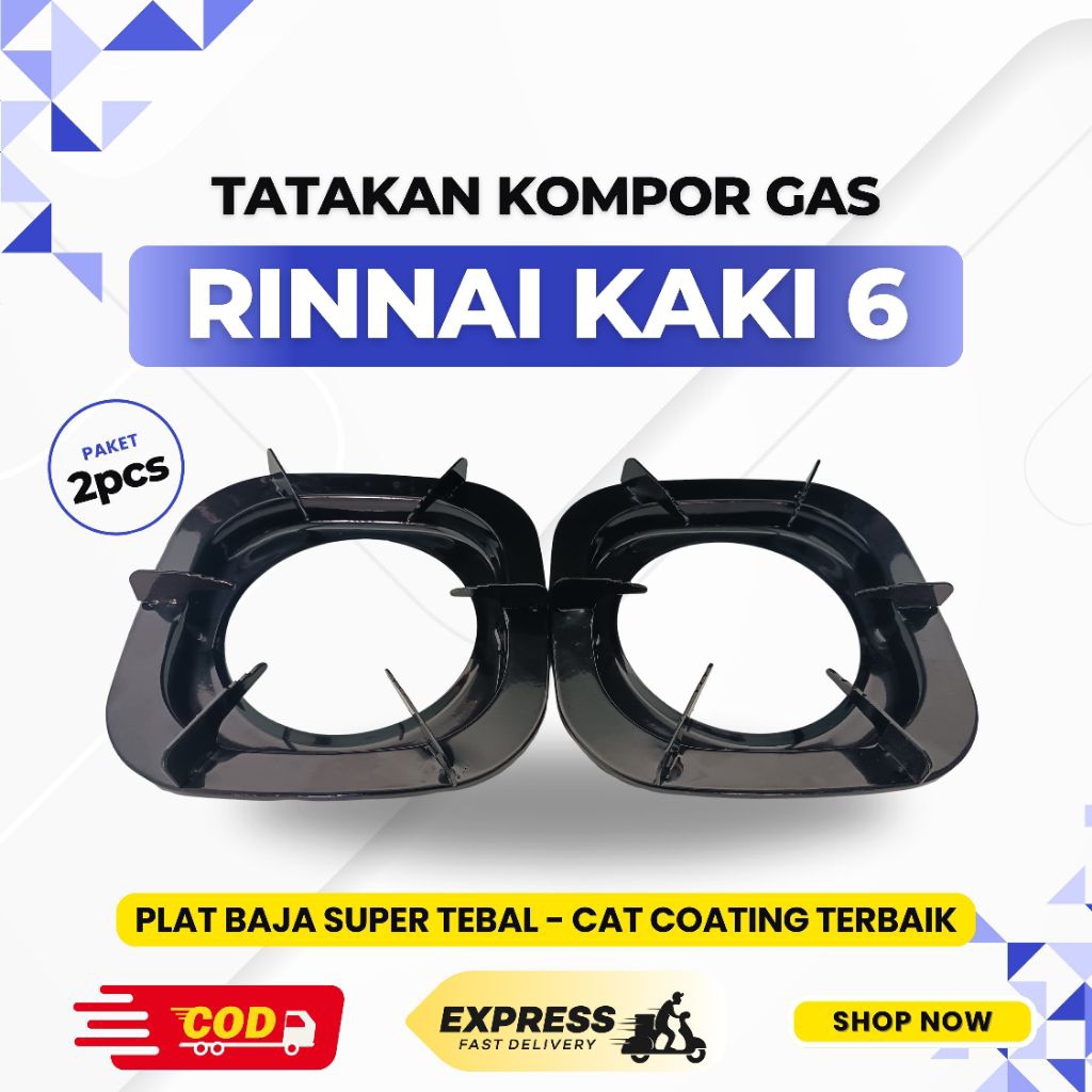 Paket 2 pcs Tatakan kompor gas Rinnai bahan Tebal kaki 6 originalUntuk -RI 602BGX-RI 602A- RI 603E- 