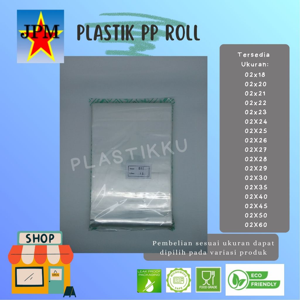 Plastik PP Roll Tebal 0,2 / PP Rol Bening Lebar 18,20, 21, 22, 23, 24, 25, 26, 27, 28, 29, 30, 35, 4