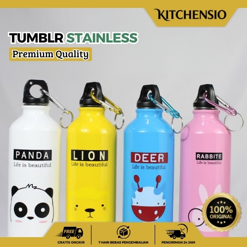 Botol Minum Korea Kartun Animal Stainless 500ML Tempat Minum Anak Karakter Hewan Lucu Anti Karat