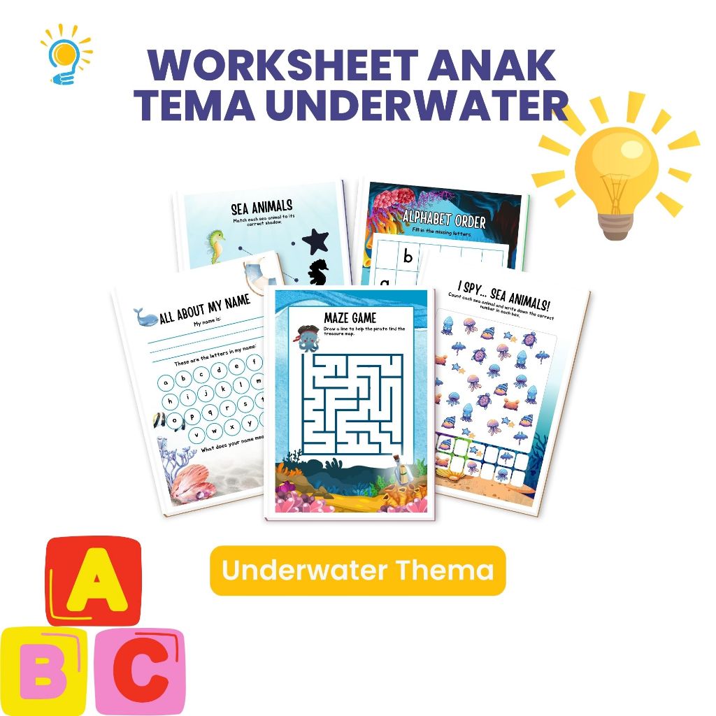 

Worksheet Anak Tema Underwater – 12 Lembar A4/A5 Bisa Hapus Tulis | Full Color Edukasi Laut