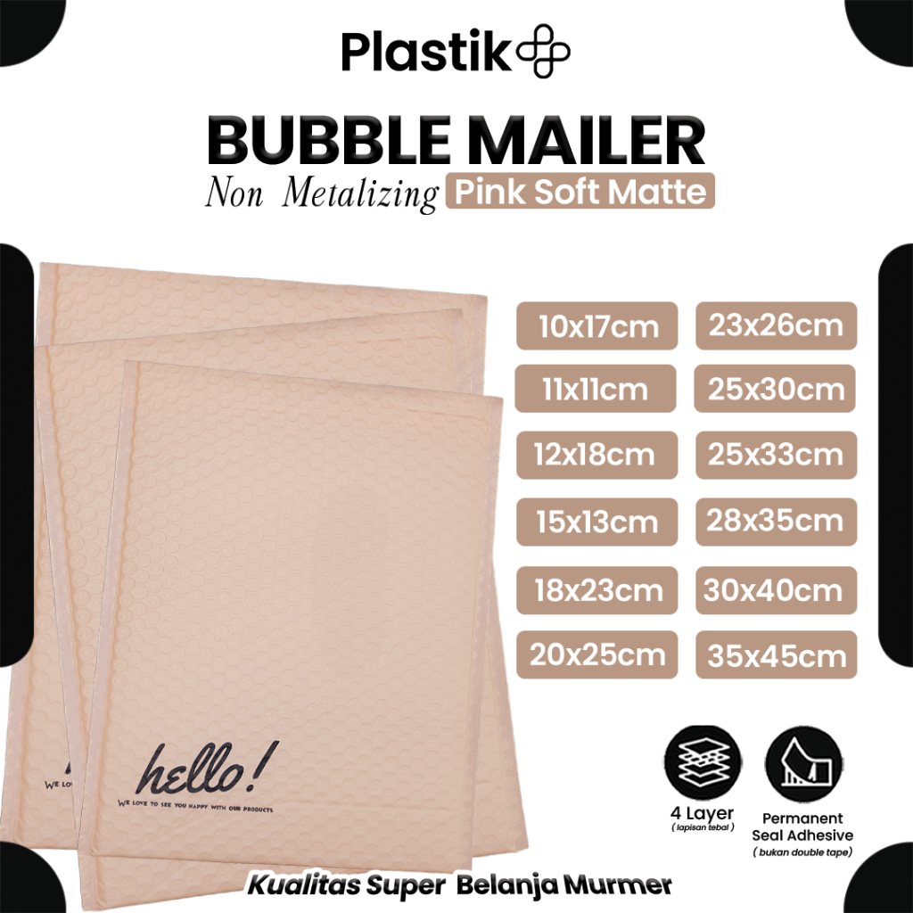 

Amplop Security Bubble Mailer Soft Pink Dove Premium Solid Color Merek Rusfet Harga Satuan