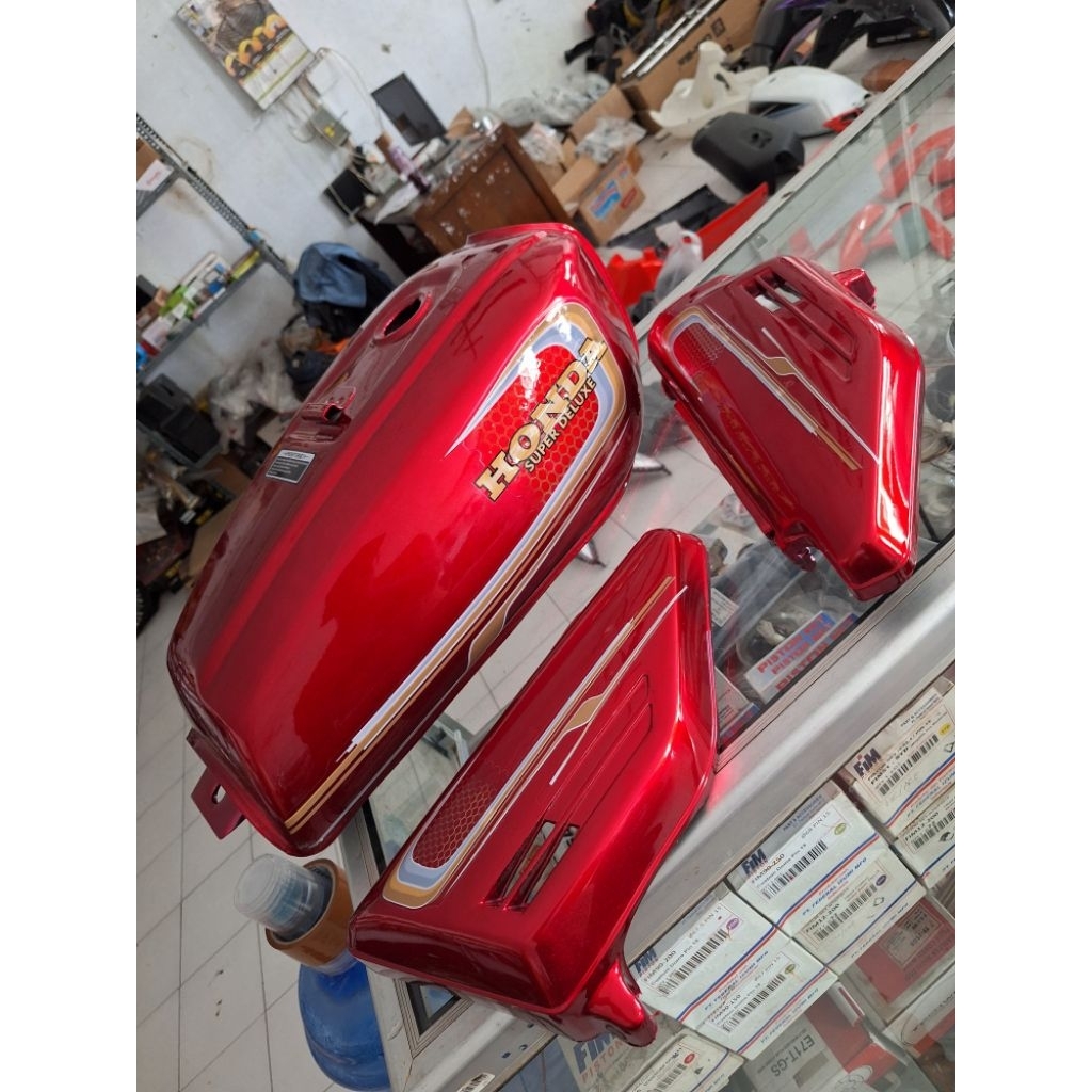 Tangki Set Cover Aki GL 100 GL100 GL Cepek Merah Maron