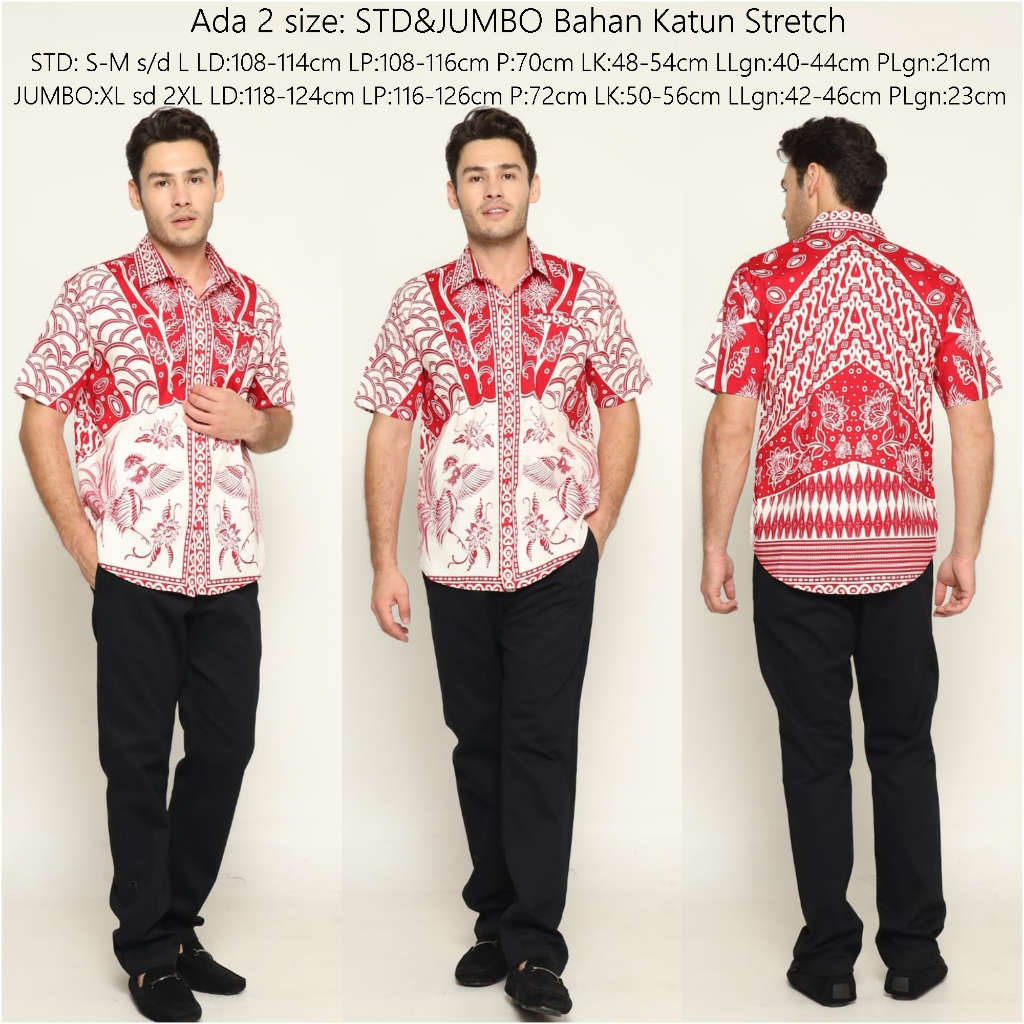 Atasan Batik Kerah Kemeja Pria Dewasa Remaja Top Hem Kancing Depan Lengan Pendek Baju Kerja Cowok La