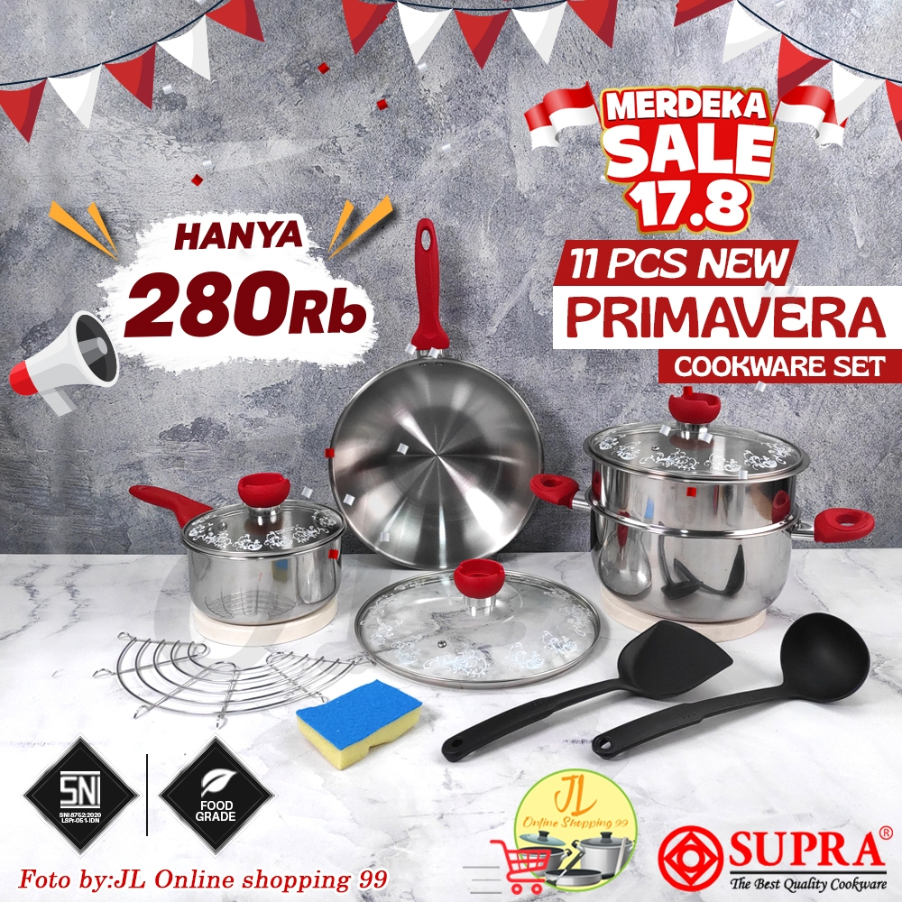 SUPRA Harga Ambya Special sale Merdeka panci set 11PCS PrimaVera Cookware Set / panci set