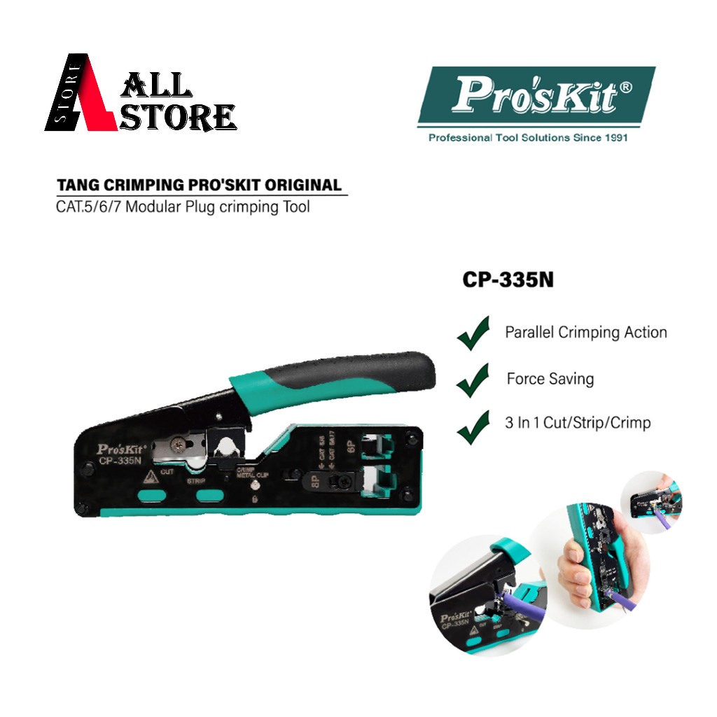PRO'SKIT CP-335N TANG CRIMPING ORIGINAL-CAT.5/6/7 Modular Plug crimping Tool