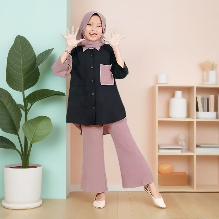 Setelan Lebaran Setcel 5-6Thn Bocah Hari Raya 7-15 Tahun Satuset Wanset 3-4Thn Bsju Baju Kurung Anak