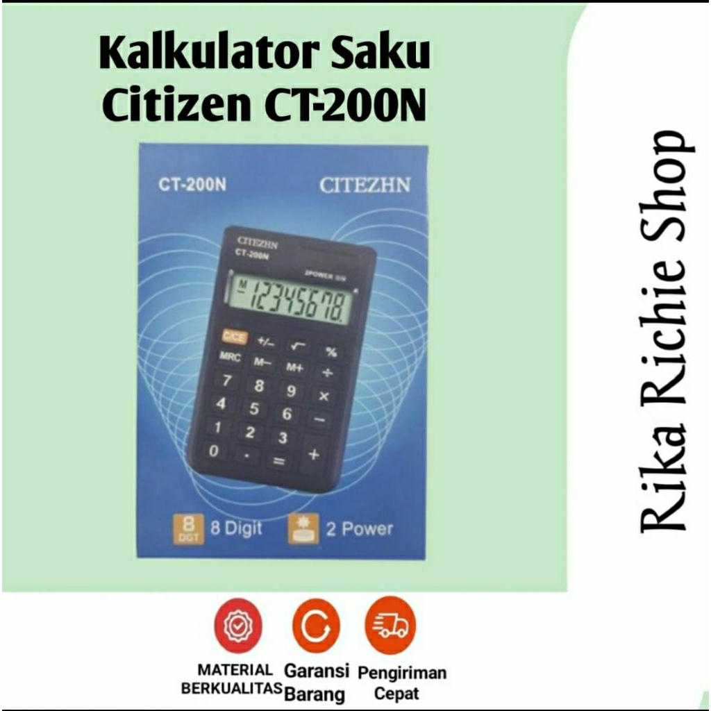 

Citizen Kalkulator 8 Digit CT-200N Kalkulator Saku Pocket Mini