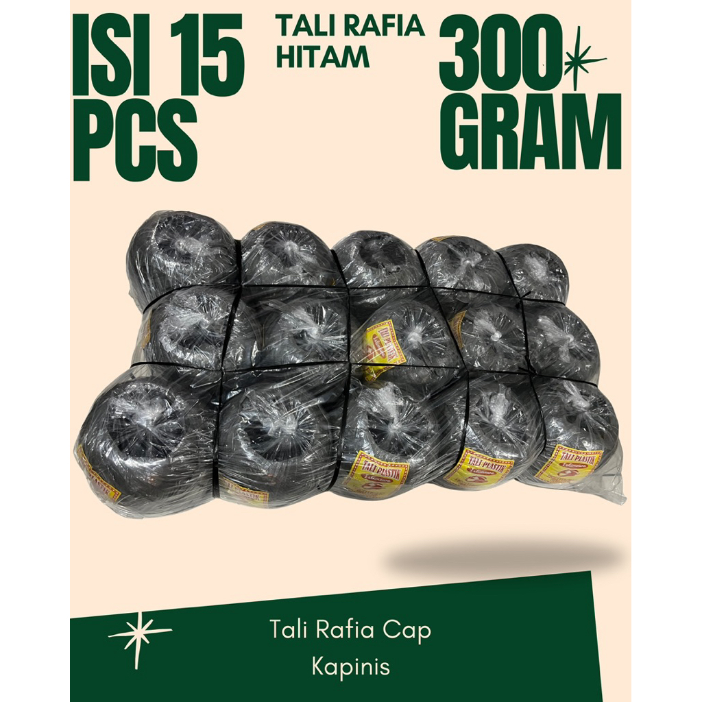 

15 Gulungan Tali Rafia Hitam Murah Ekonomis Kuat Grosir (Satu Bal T03 Hitam)