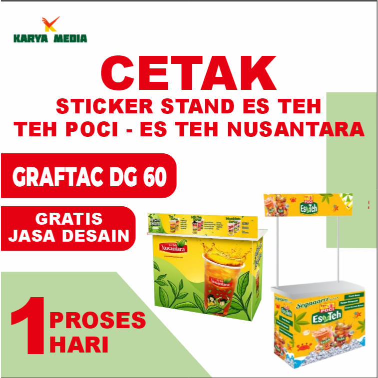 CETAK STIKER STAND ES TEH - TEH POCI - ES TEH NUSANTARA - POP ICE - USAHA UMKAM - FREE DESAIN - BISA