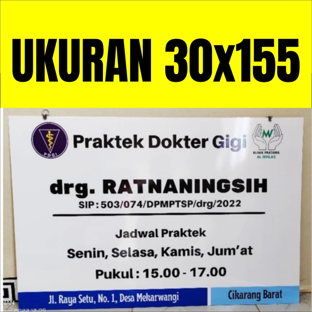 

Papan Nama Acrylic 30x155 Papan Nama Dokter Plang Bidan Praktek Sekolah Sign Label 30*155 Akrilik
