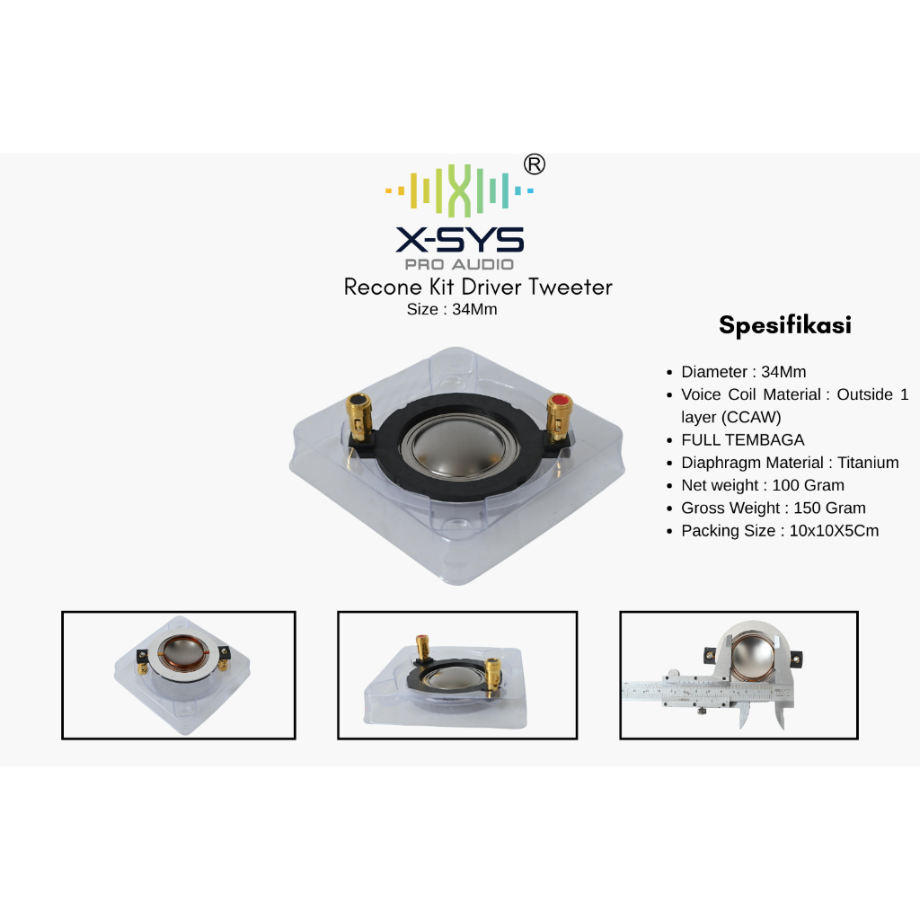 VOICE COIL 34MM ORIGINAL XSYS (XD-34F) TEMBAGA 100%