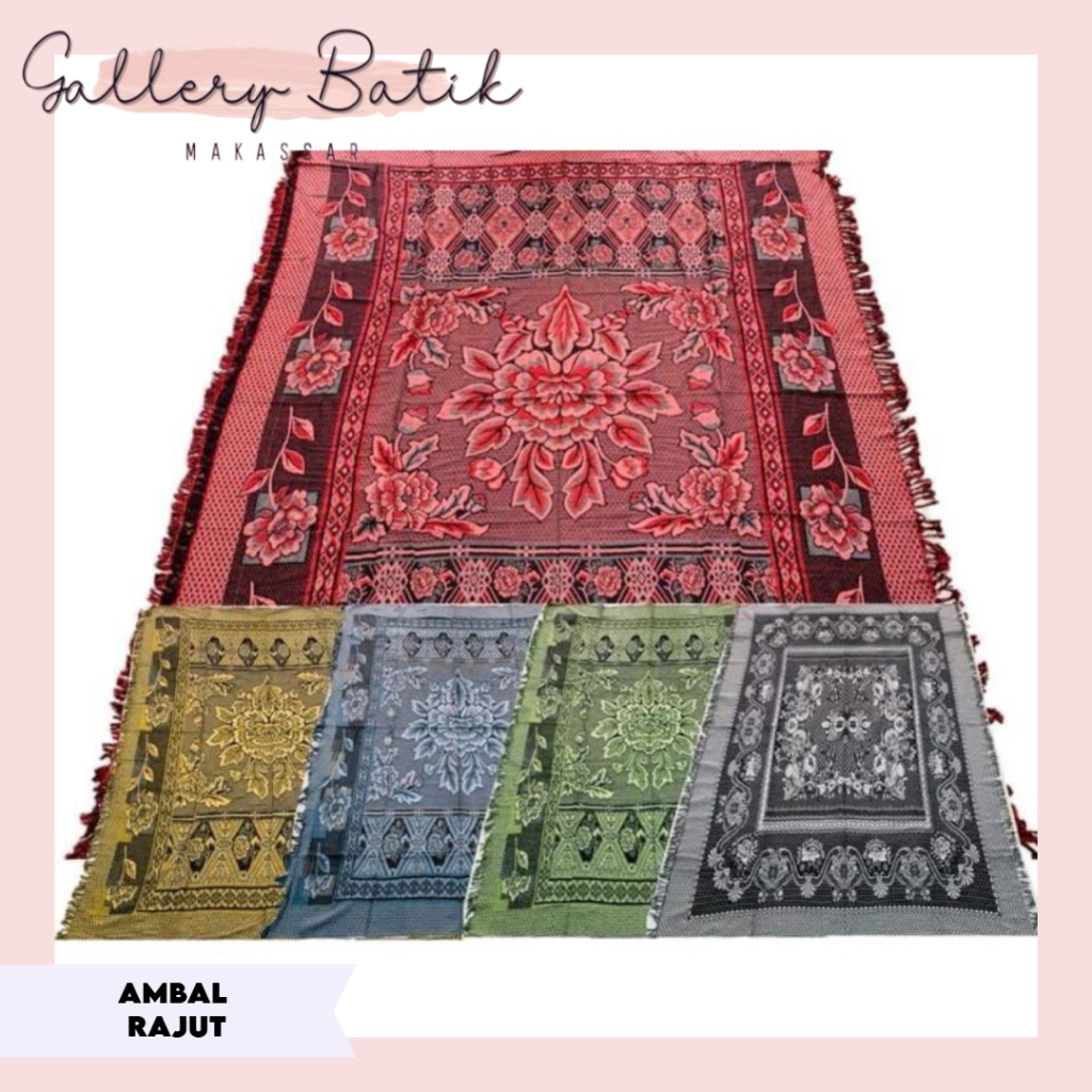 Hambal Rajut Besar Ukuran 180 x 280 cm I Karpet Hambal Rajut Polos Souvenir Oleh-Oleh Haji [[Gallery