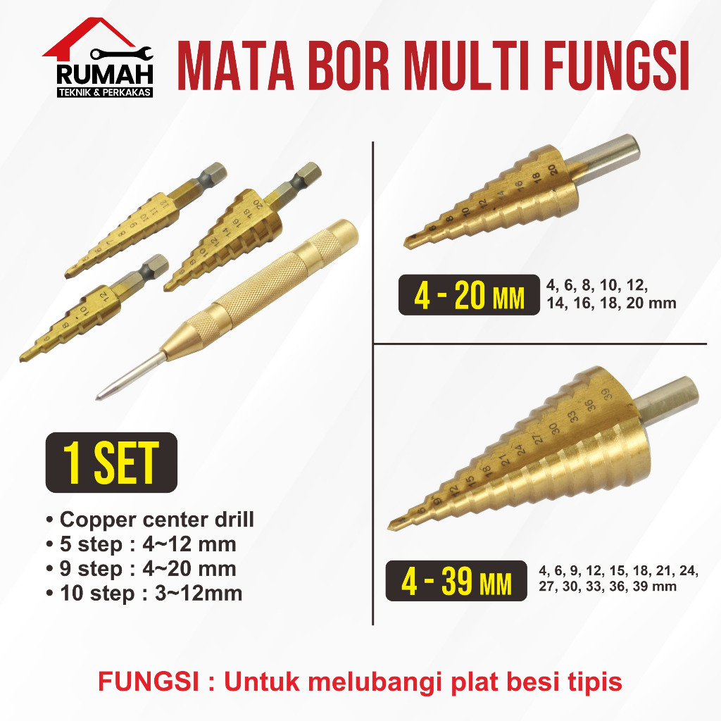 MATA BOR PAGODA MULTIFUNGSI HSS / Mata bor besi HSS / Pagoda Drill Bit