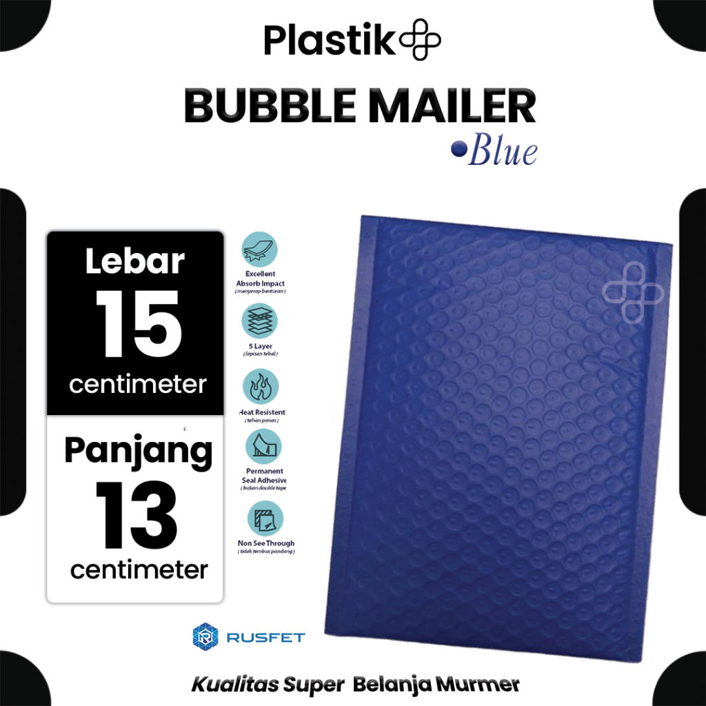 

Amplop Bubble Mailer Polos Biru Solid / Amplop Bubble Packing Murah Electric Blue 15 x 13cm Satuan
