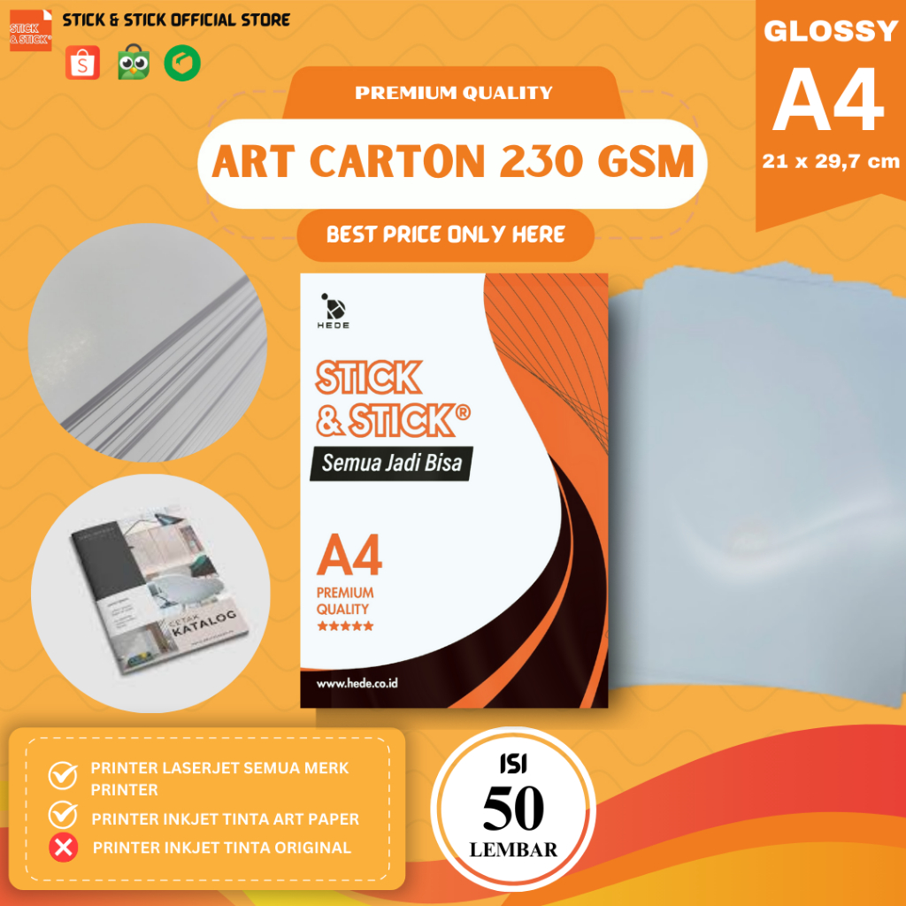 

Art Carton 230 gsm A4 isi 50 lbr / Kertas Glossy, Undangan, Kalender, Kartu Ucapan